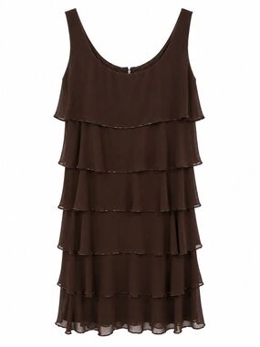 Vintage Patra Brown Layered Beaded Dress Size 4